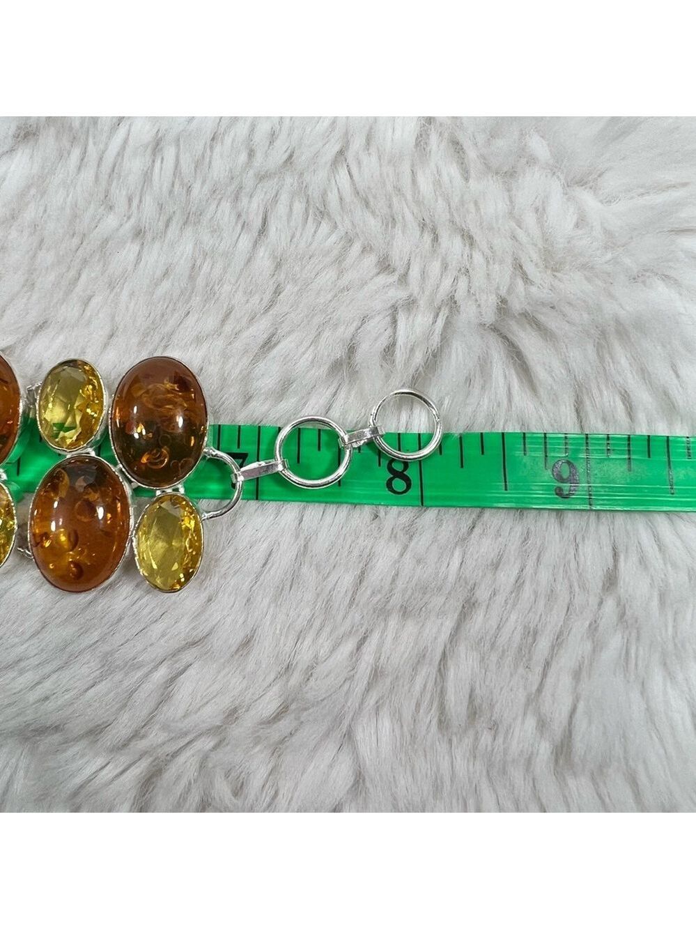 Amber & Citrine 925 Large synthetic stones Necklace Bracelet & ONE Earring ONLY - Picture 14 of 17